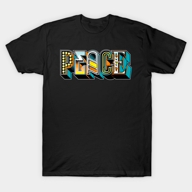 “typo-GRAPHIC-all” Peace T-Shirt by Kevin Adams Designs